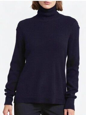 TED BAKER Royhal Rolled Turtleneck Cashmere Blend Sweater Size 2 Navy